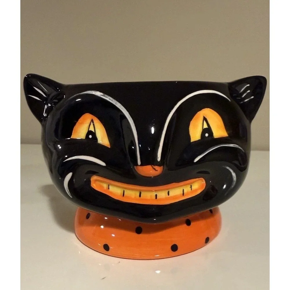 Johanna Parker Halloween Scary Black Cat Small Candy Treat Bowl